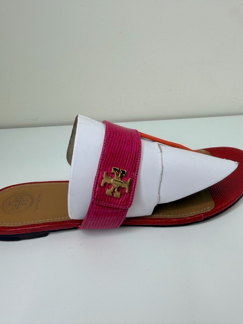 Tory Burch Kira Thong Sandals Tejus Embossed Leather Size 9.5 vacation summer - Picture 4 of 15